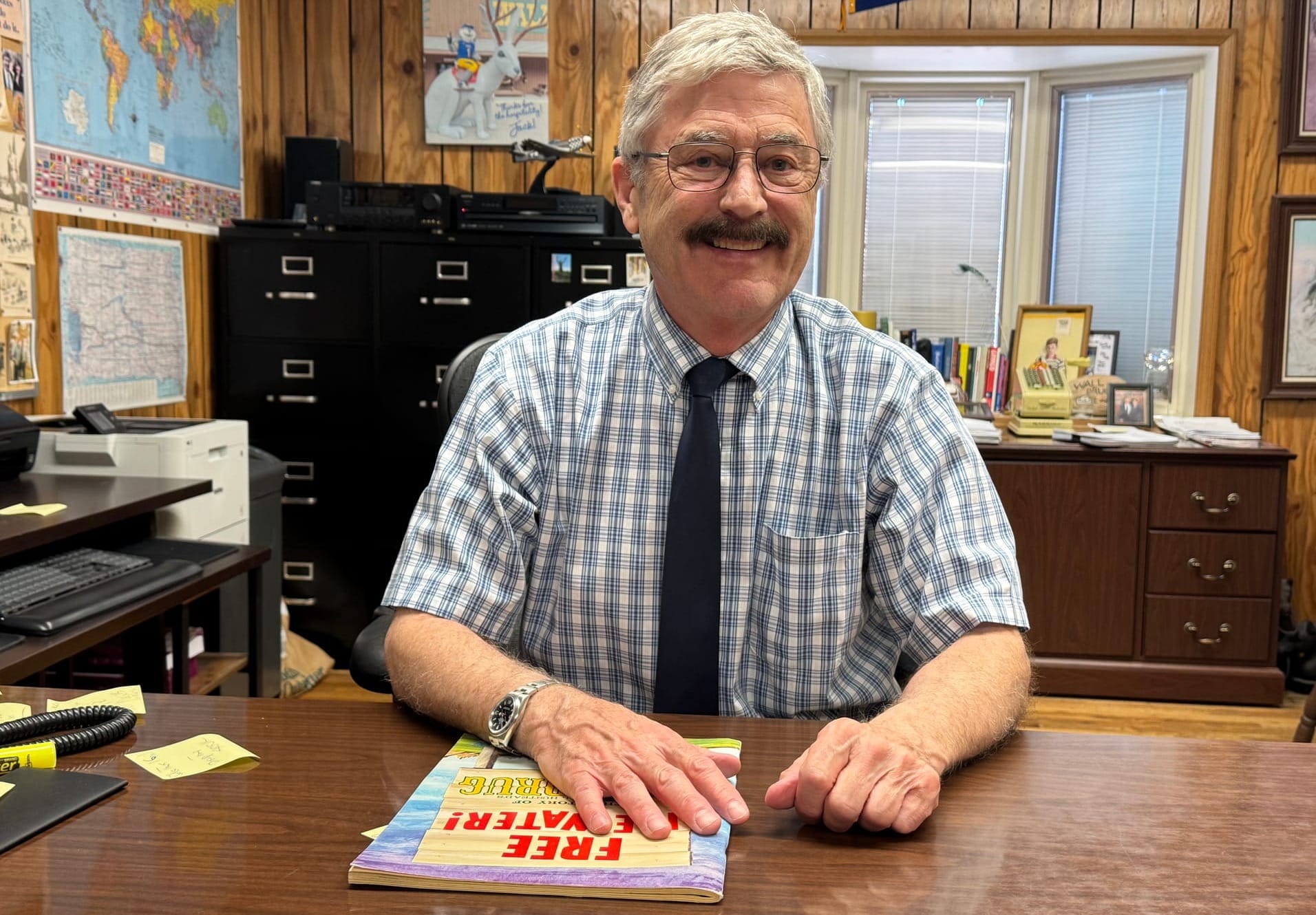 Rick Hustead, shown in his office in Wall, S.D., on June 23, 2025, is the third-generation president of Wall Drug. Hustead said the famous tourist attraction is having a good year in 2025. (Photo: Bart Pfankuch / South Dakota News Watch)