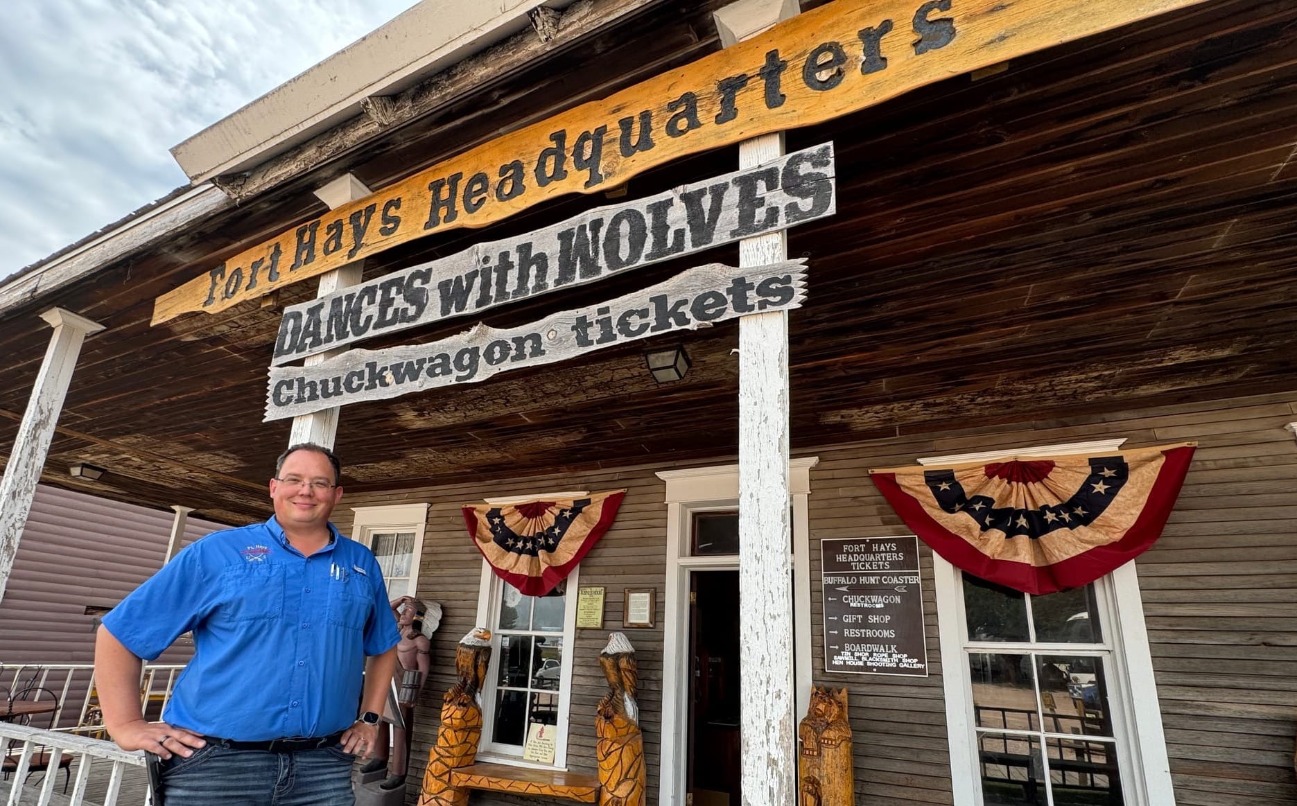 Clint Jones, co-owner of Fort Hays Old West Town south of Rapid City, S.D., shown on Aug. 27, 2025, said this year's tourist season has been "brutal" in regard to revenues. 