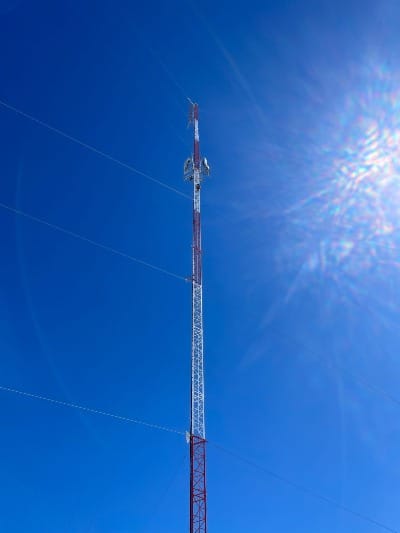 KOYA Radio's broadcast tower in St. Francis, S.D. (Photo: John Miller)