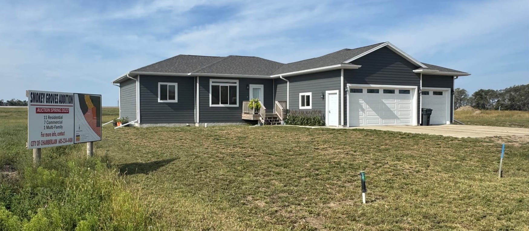 This home, shown on Sept. 23, 2025, is one of those built on free lots given away by the city of Chamberlain, S.D., to spur faster residential development.