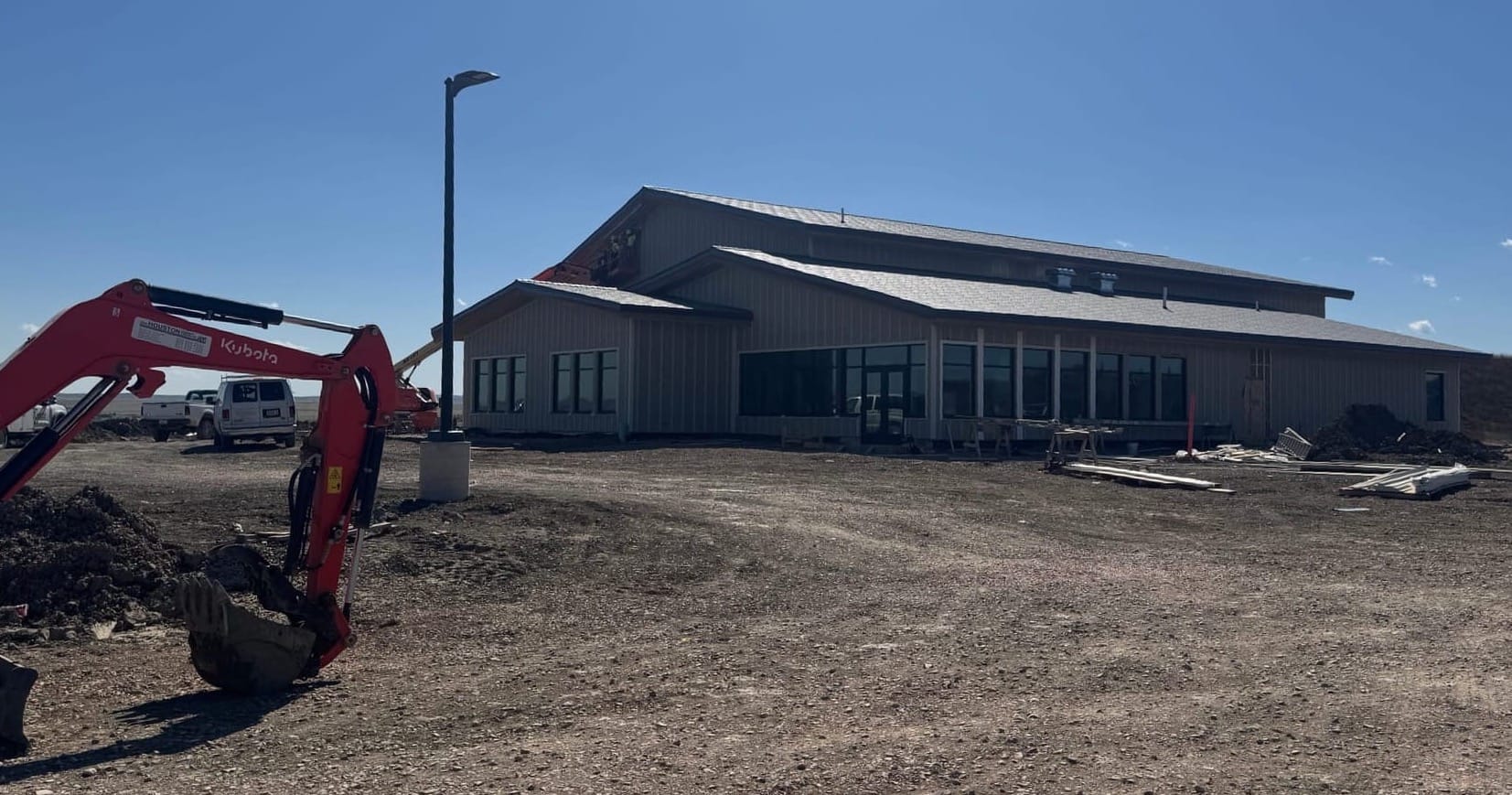 Construction on Sept. 5, 2025, for the multi-purpose building at the new state gun range in southern Meade County, S.D. (Photo: Bart Pfankuch / South Dakota News Watch)