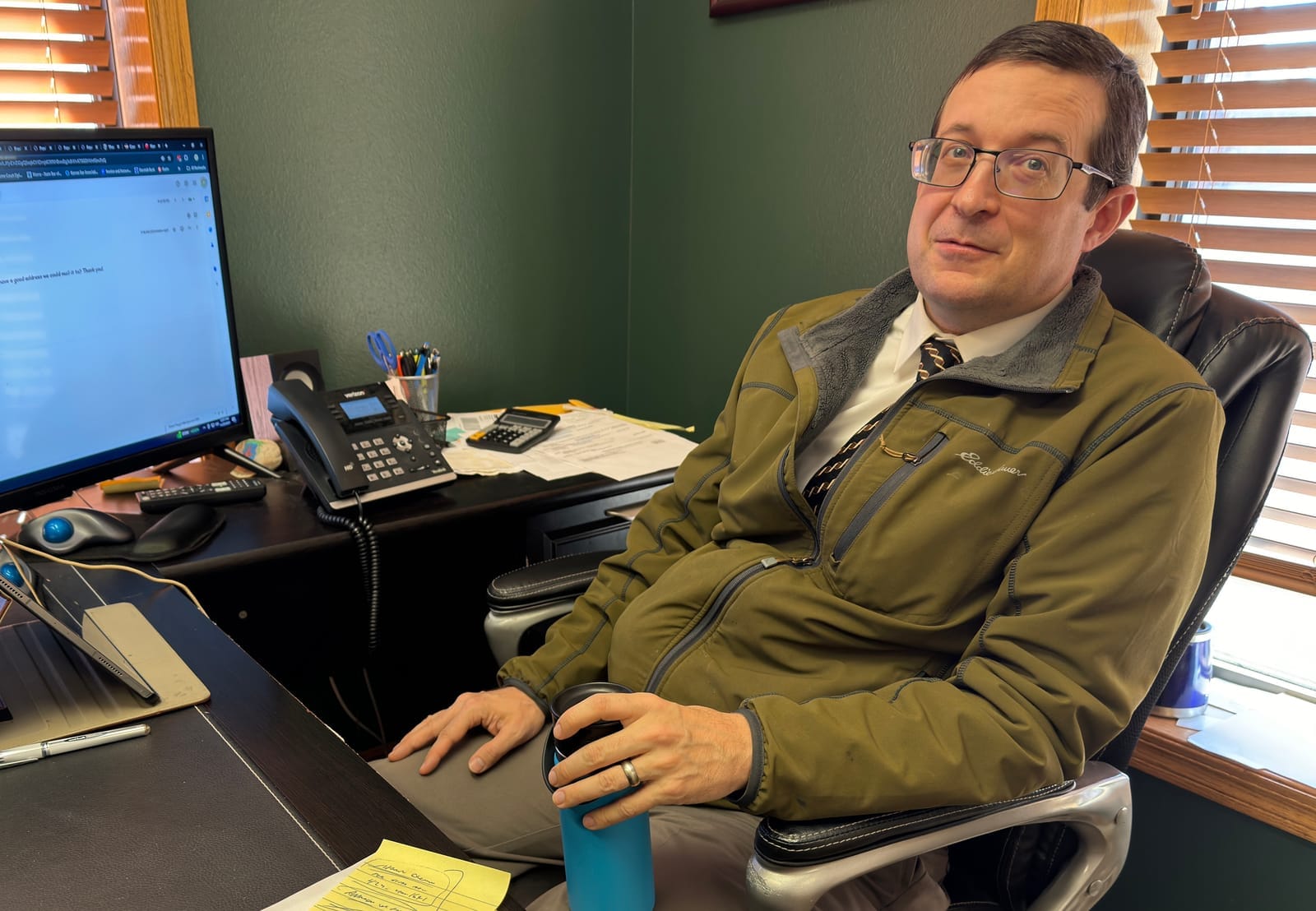 Attorney J. Scott James in his Custer, S.D., office in 2024.
