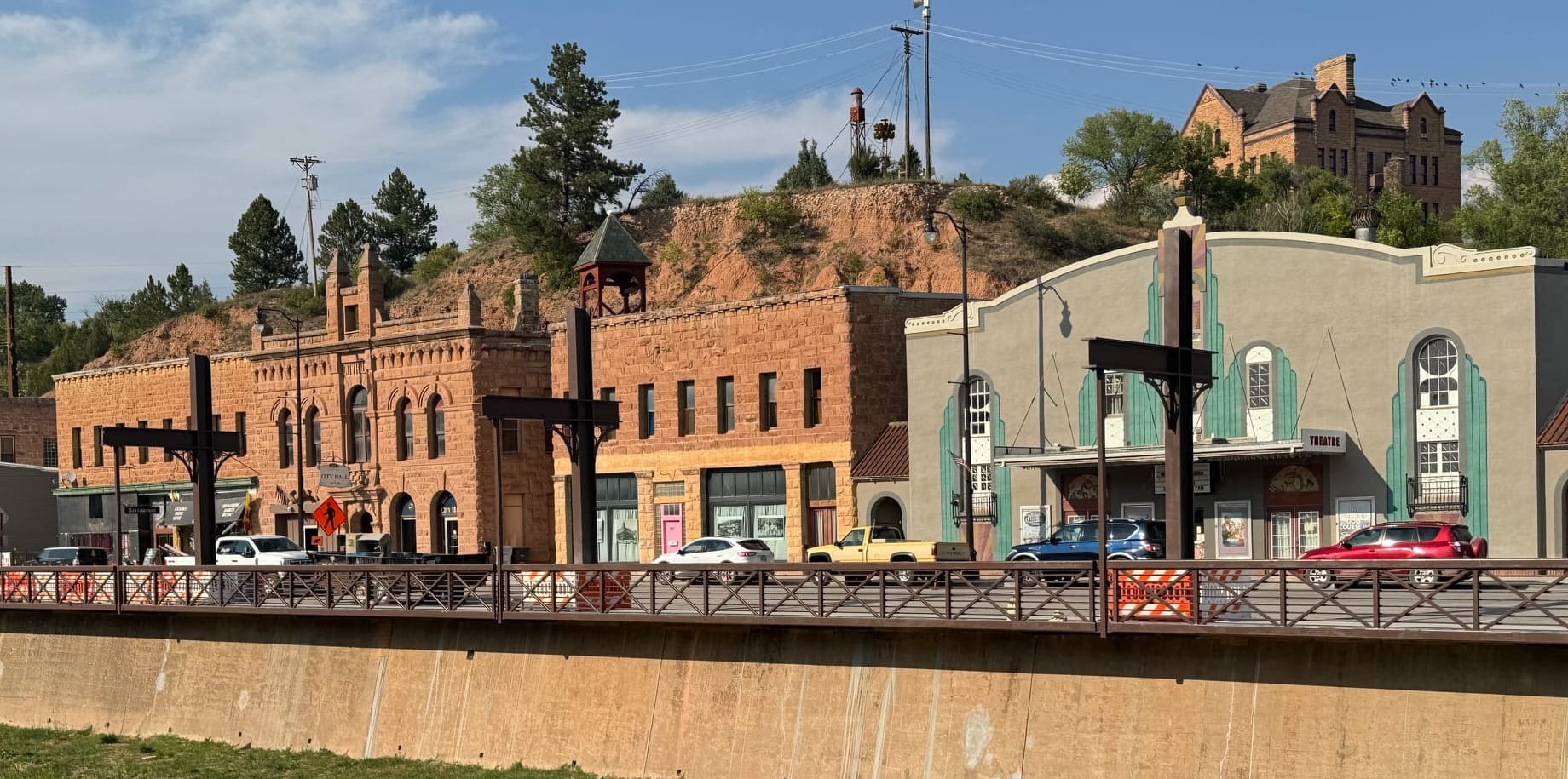 The city of Hot Springs, S.D., hopes to find funding to preserve its historic sandstone buildings, including these along North River Street, shown in September 2024.