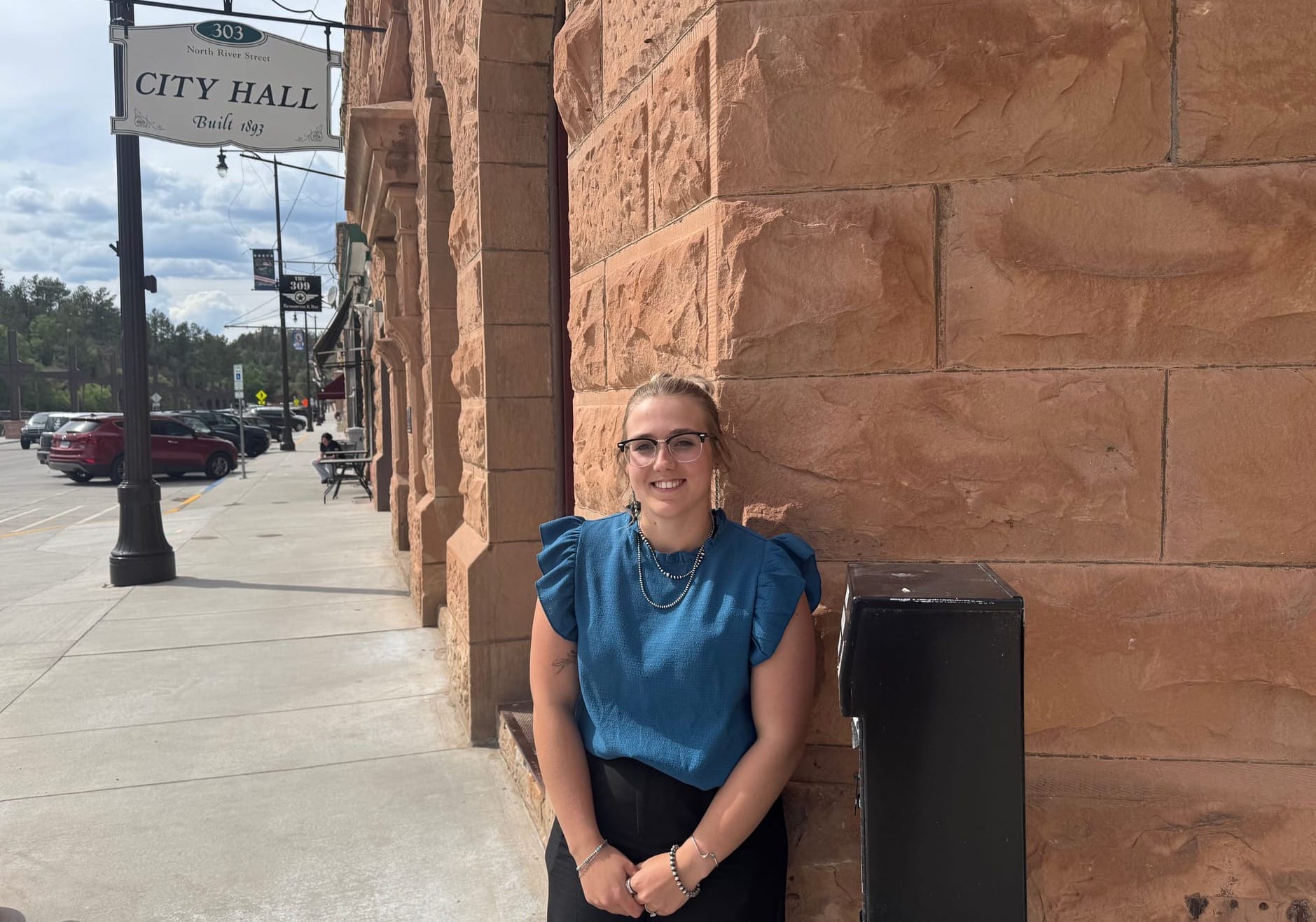Hot Springs, S.D. city administrator Aerial Allison outside city hall on May 27, 2026.