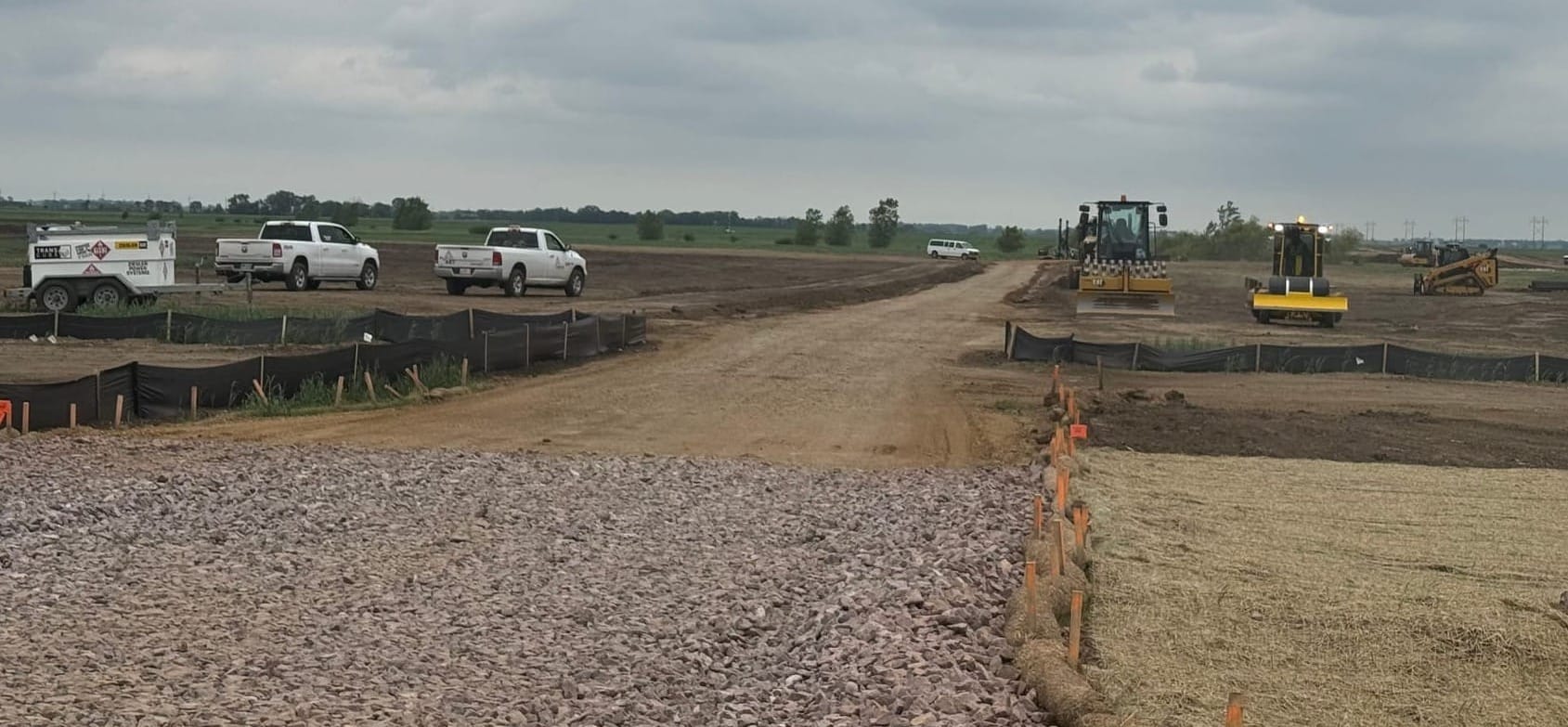 Roadways being built on June 8, 2026, at the Grant Solar project now under construction south of Canistota, S.D.