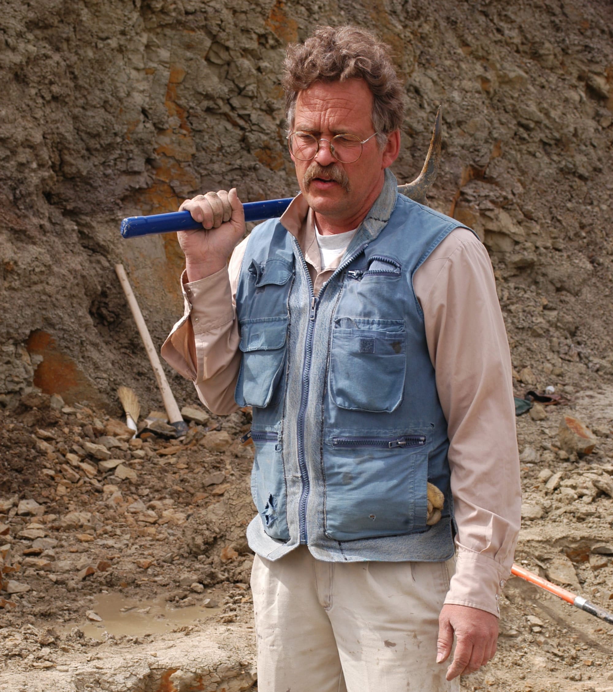 Paleontologist Peter Larson is shown while working at the Wyrex dig site in Montana in 2004. 