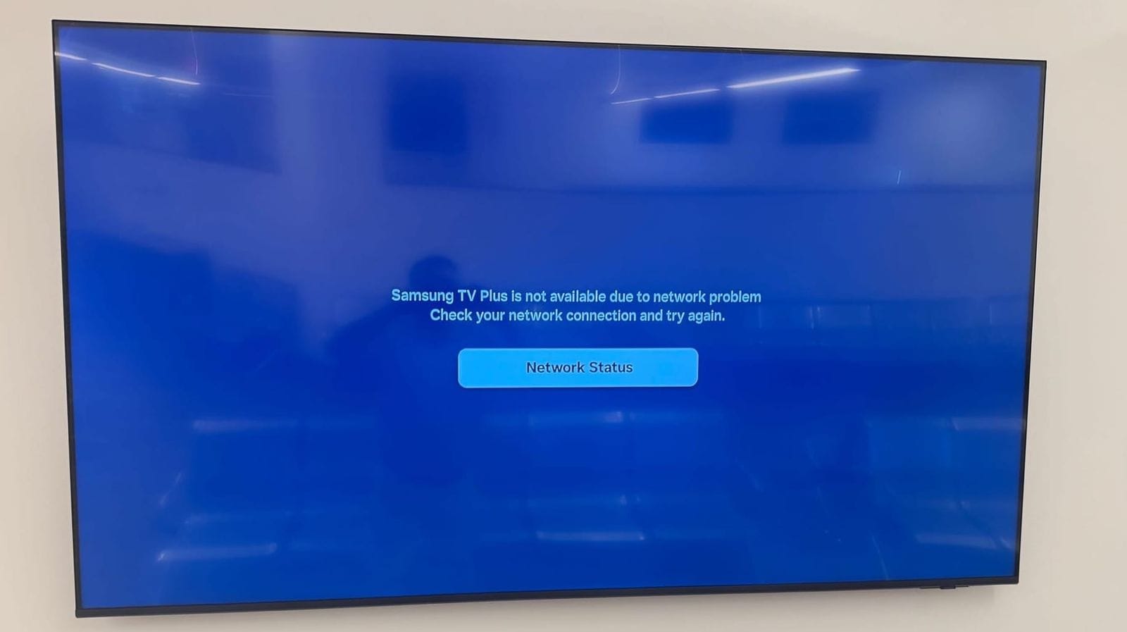 A television that was offline at the Pennington County Administration Building