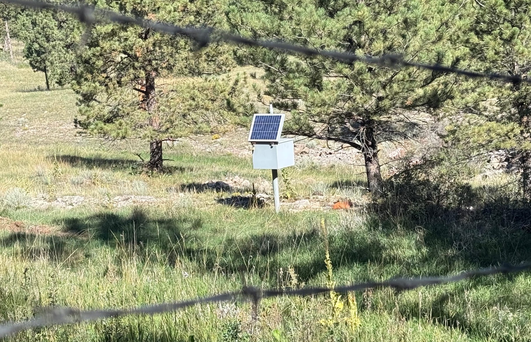 An air quality monitoring device, shown on Sept. 3, 2026, was installed by the mining company near the home of Darrell and Jennifer Koepp of Black Hawk, S.D.,
