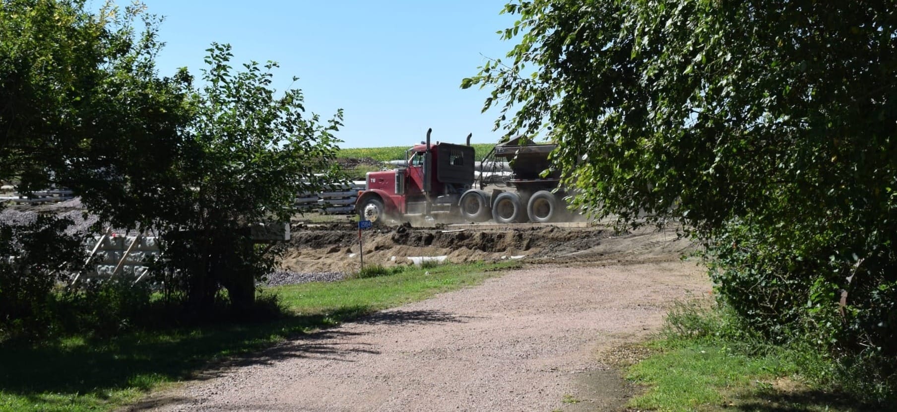 Construction outside Patti Guthrie's driveway on Sept. 10, 2026, near Crooks, S.D. 