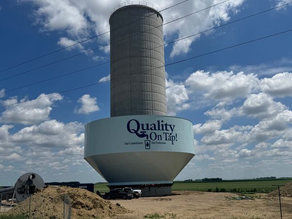 A 1.5 million gallon water tower under construction June, 9, 2026, near Dell Rapids, S.D.