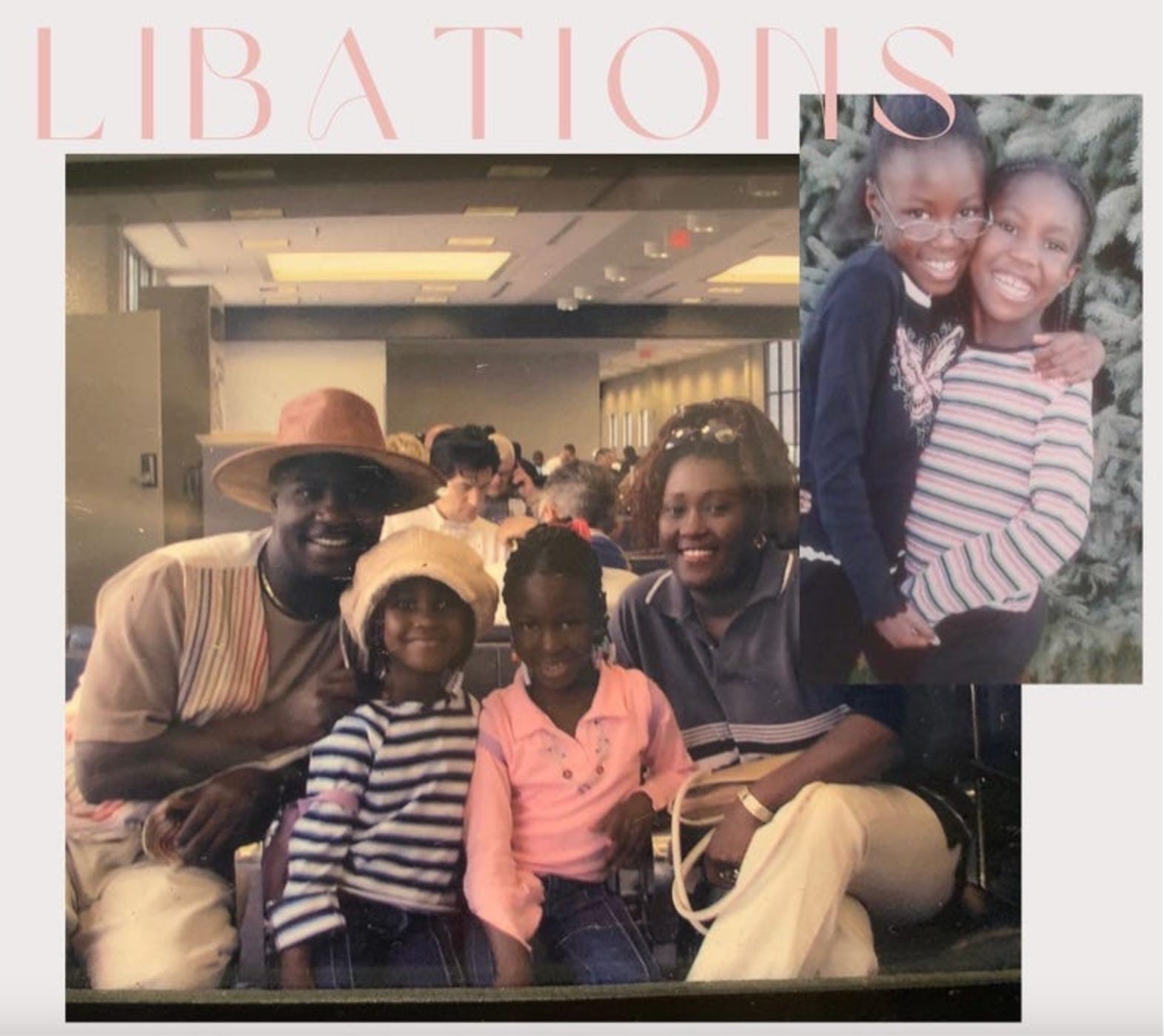 Ismatu Gwendolyn pictured as a child with her parents and sister, in a collage entitled Libations 