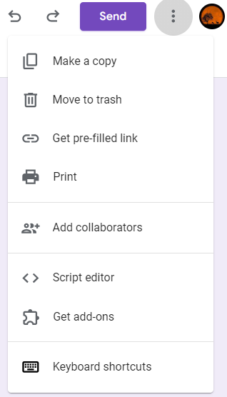 Print Forms Option in Google Forms