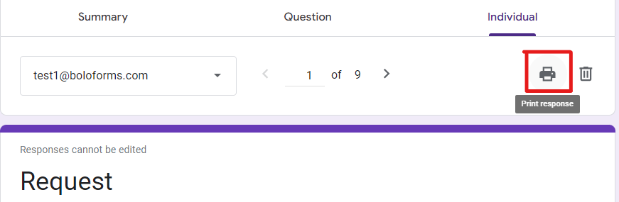 Print individual Form Response in google forms