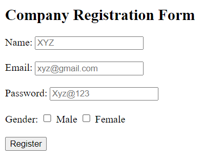 Basic registration form in HTML