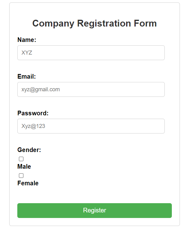 Stylish registration form in HTML