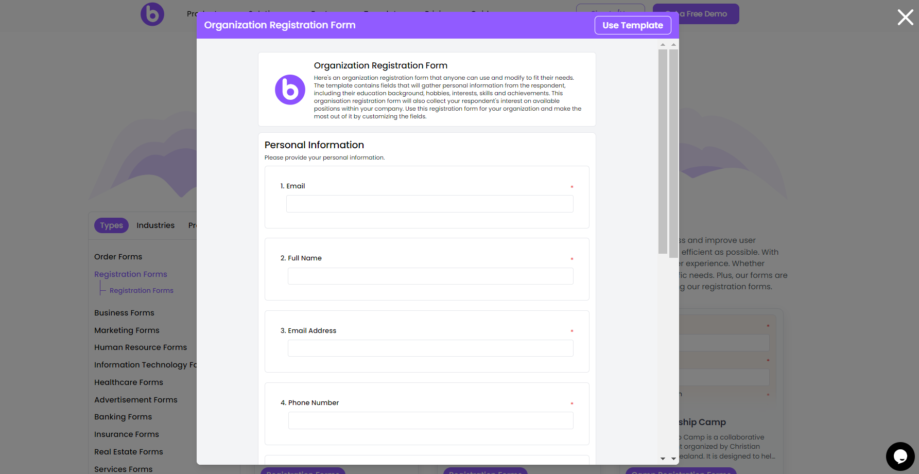 registration form template by boloforms