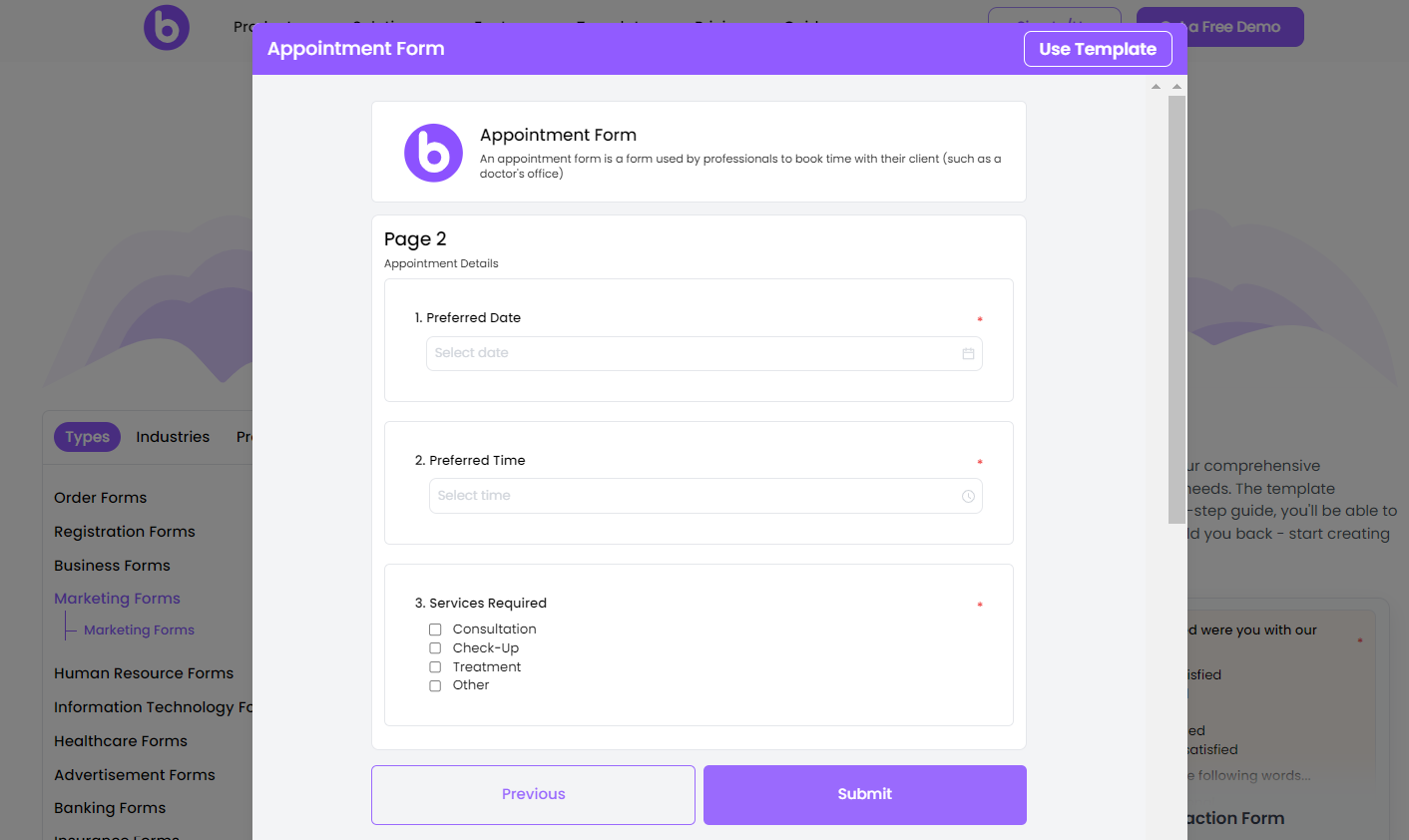 Appointment Form Template by BoloForms