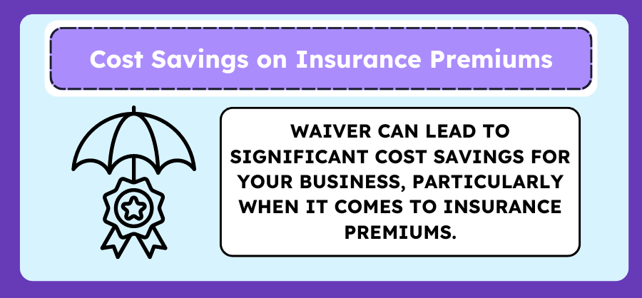 Infographic detailing how waivers can lead to significant cost savings on insurance premiums for businesses.