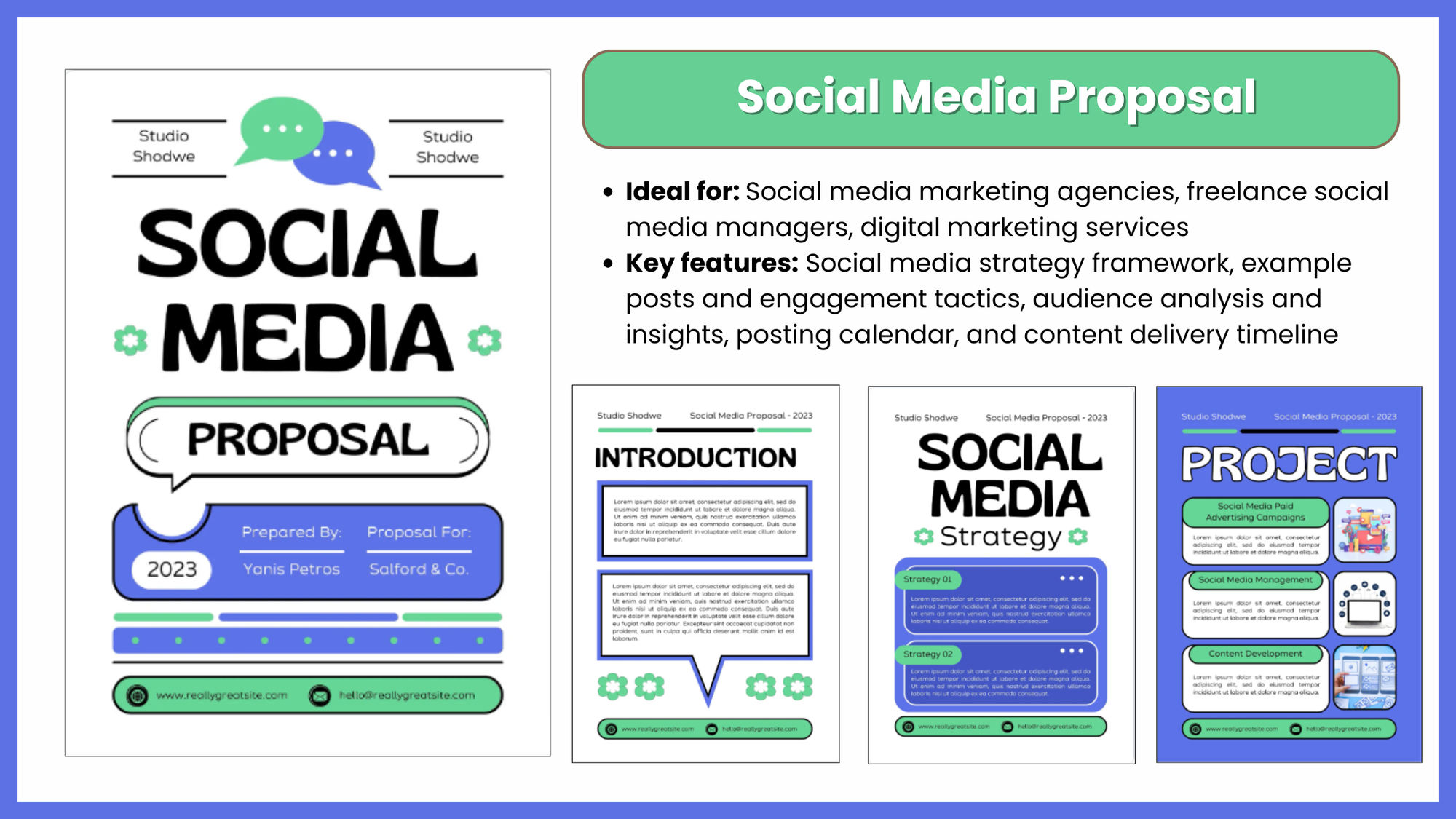 Social Media Proposal Template for Social media agencies, freelance social media managers, digital marketing consultants
