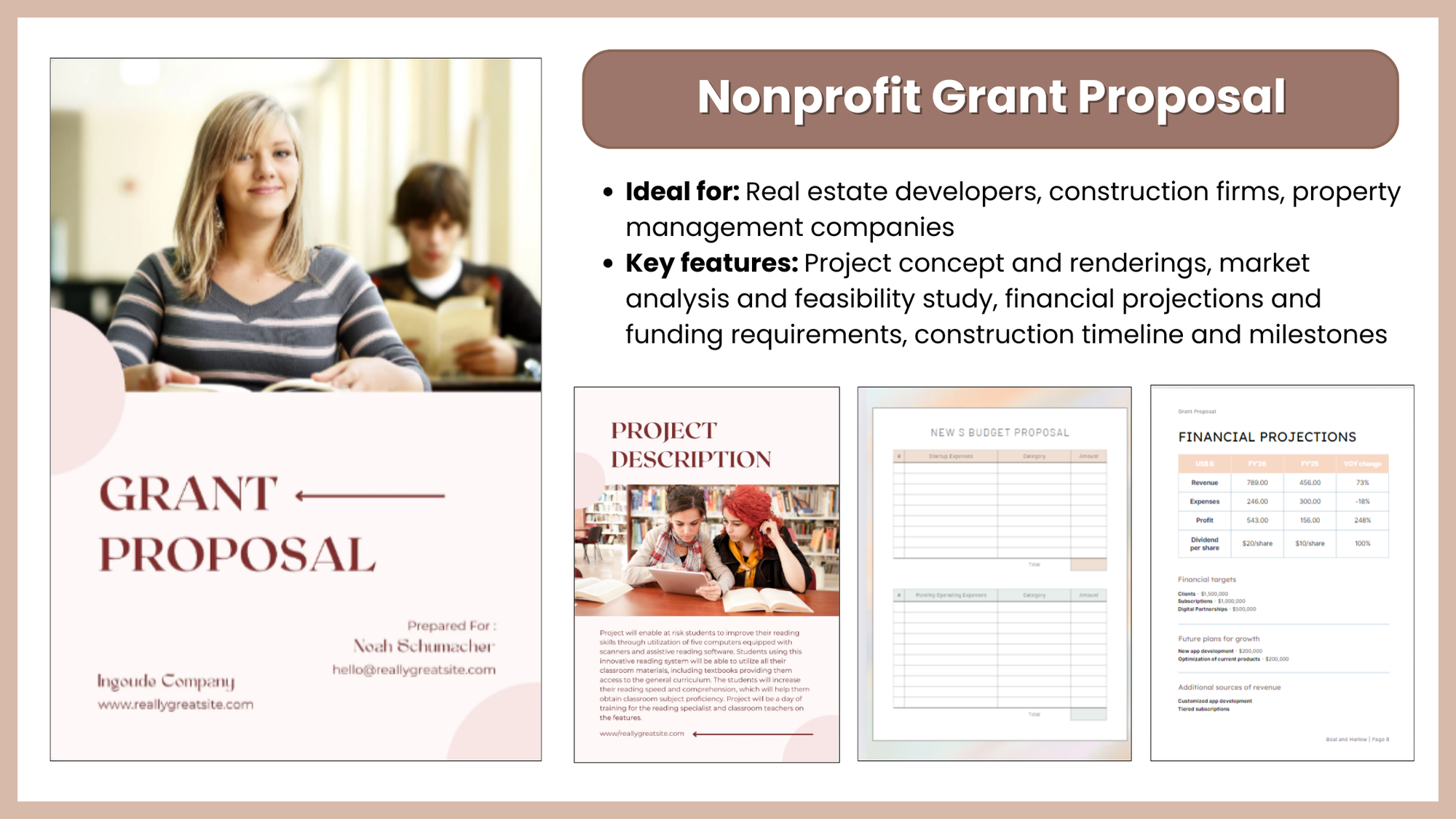 Nonprofit Grant Proposal Template for Nonprofit organizations, social enterprises, educational institutions