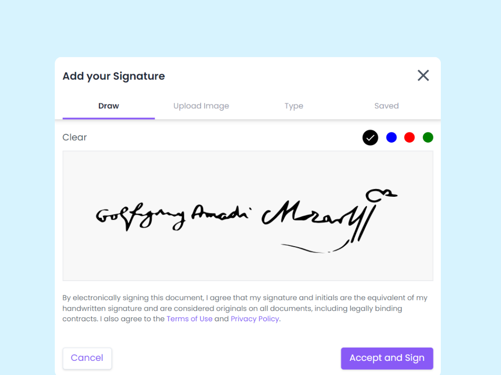 Wolfgang Amadeus Mozart's Signature in BoloSign