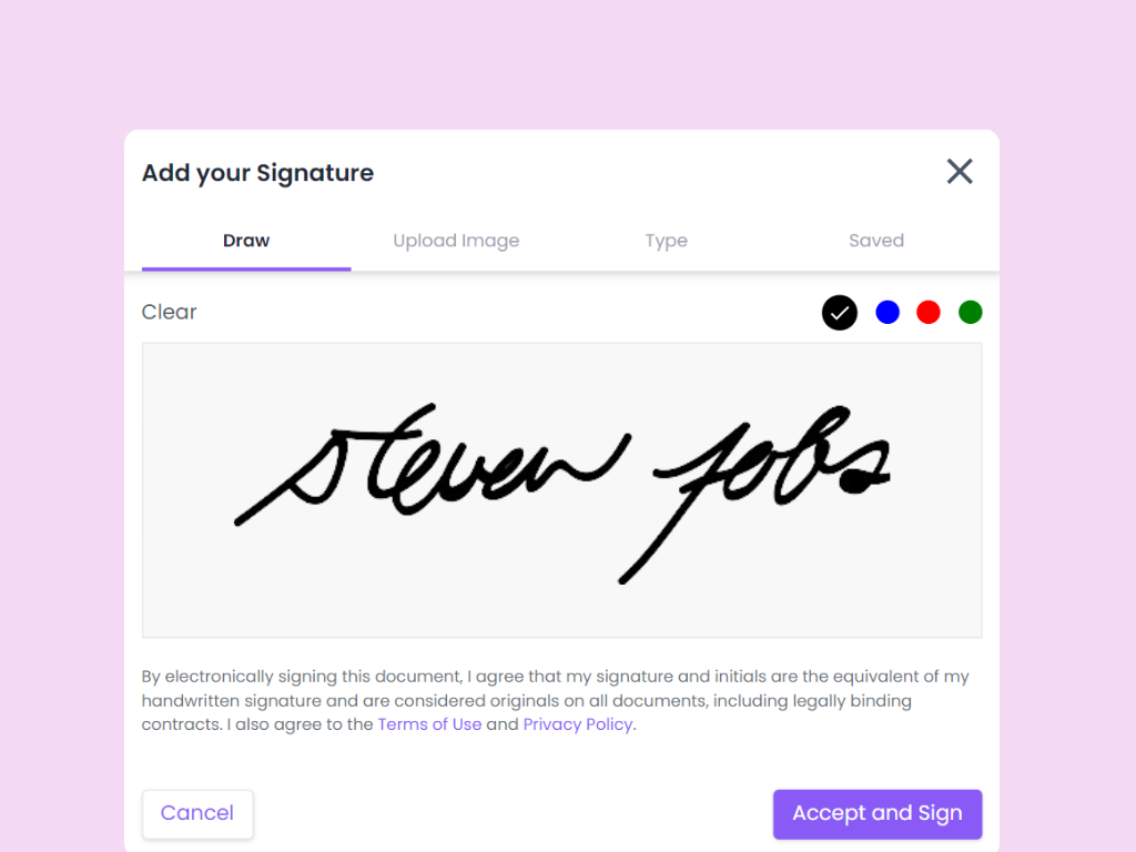 Steve Jobs' Signature in BoloSign