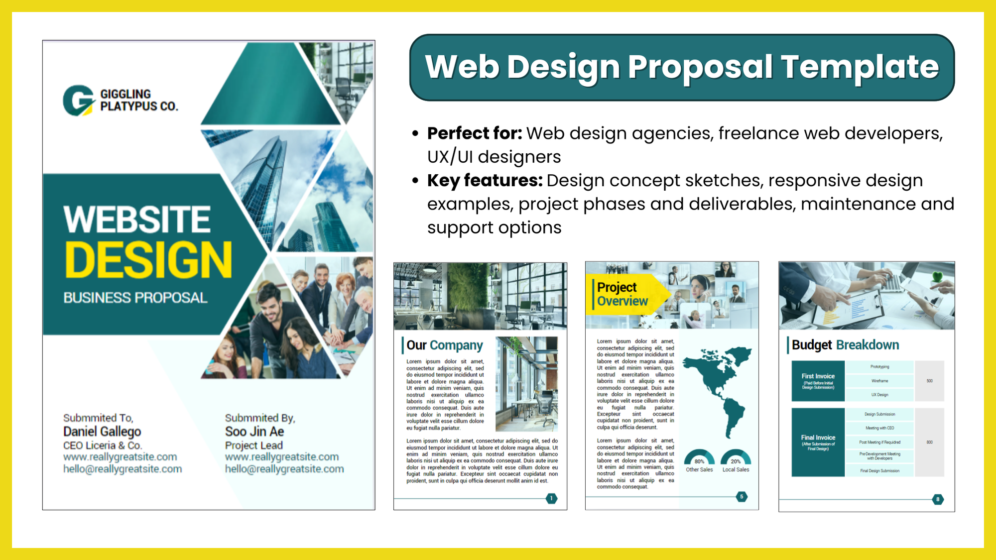 Web Design Proposal Template for Web design agencies, freelance web developers, UX/UI designers