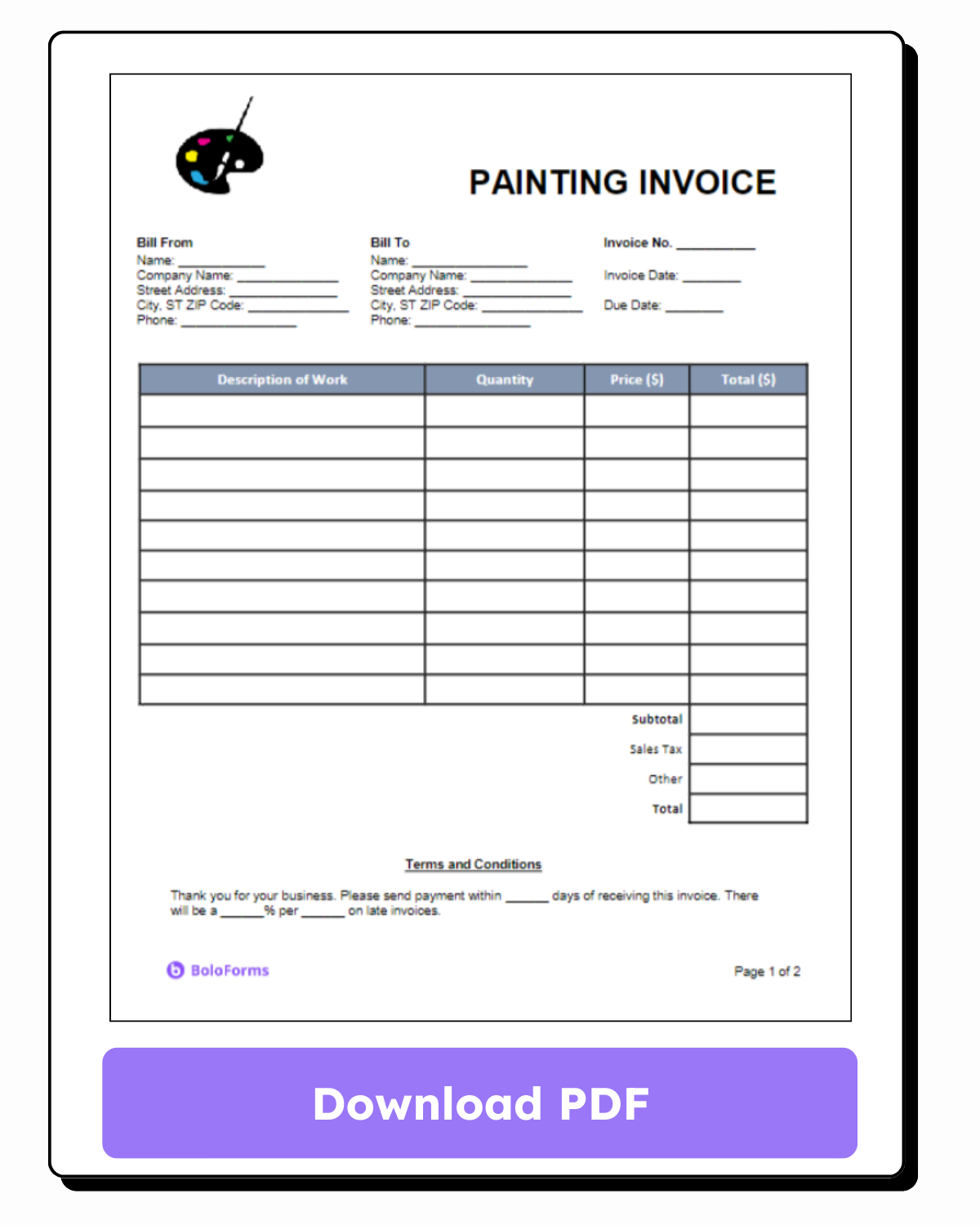 Painting Invoice Template