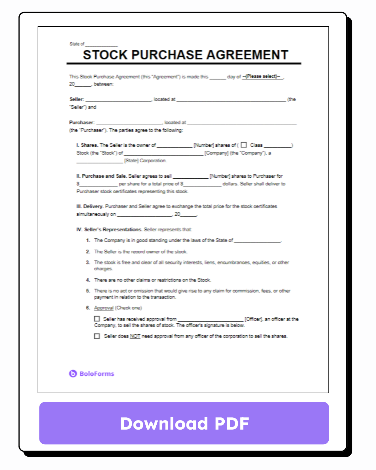 Download stock purchase agreement