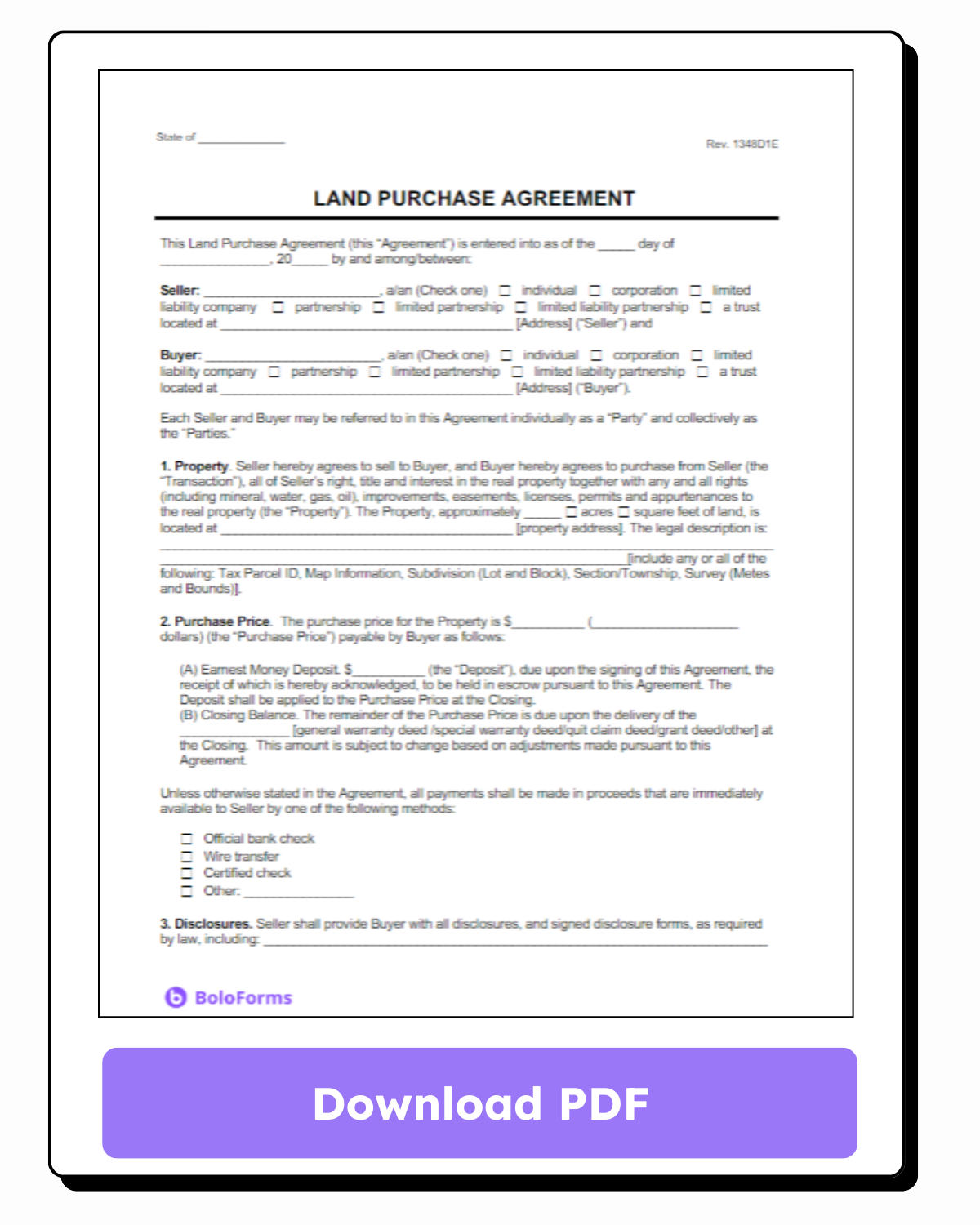  Download Land Purchase Agreement Template