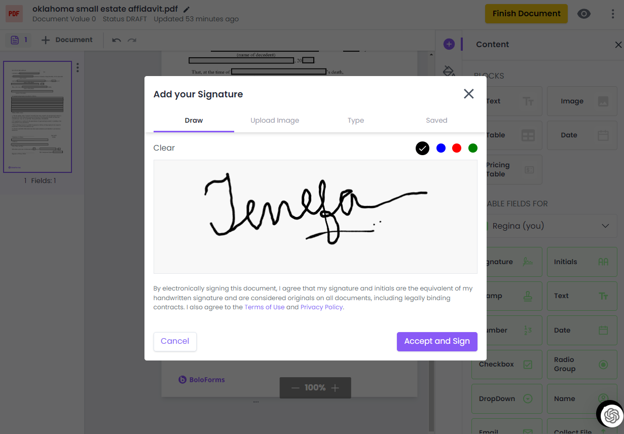 Drawn Signatures in BoloSign