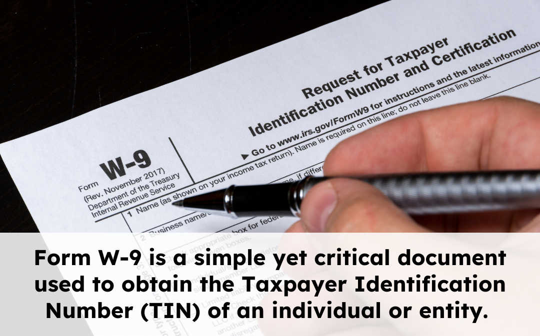 Pen on W-9 form highlighting request for TIN