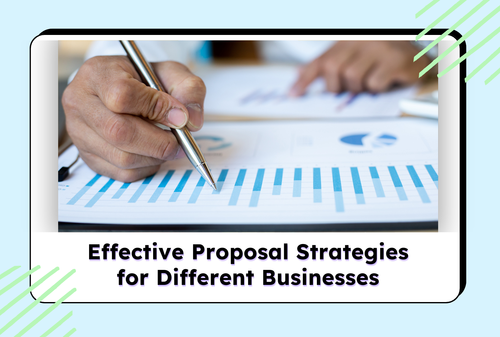 Handwriting on business charts representing effective proposal strategies for various businesses
