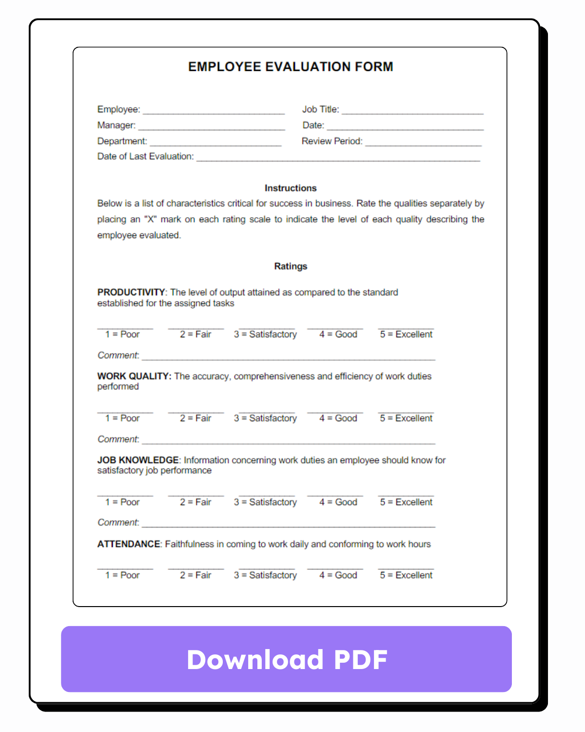 Download Free Employee Evaluation Template