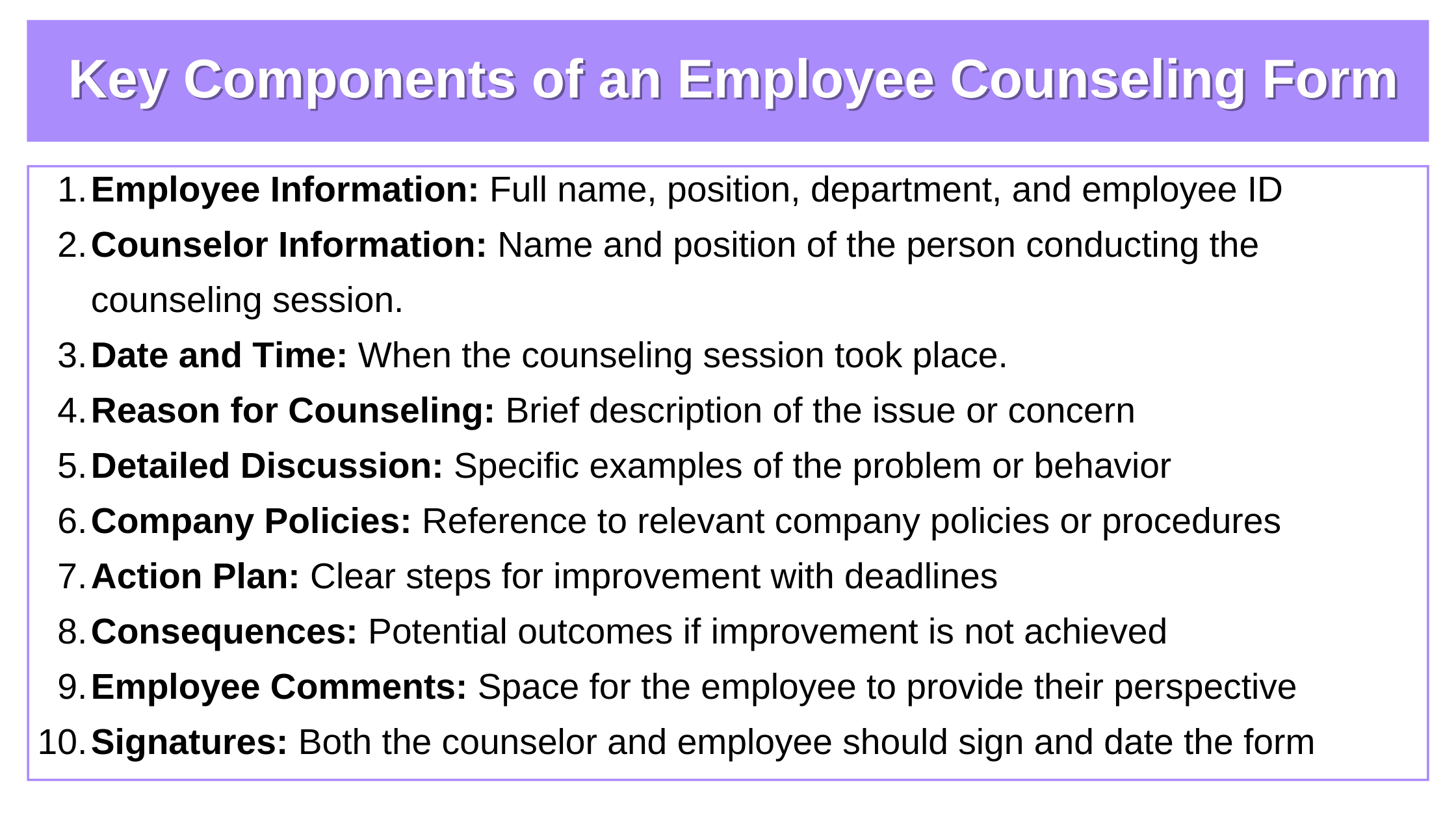 Key Components of an Employee Counseling Form