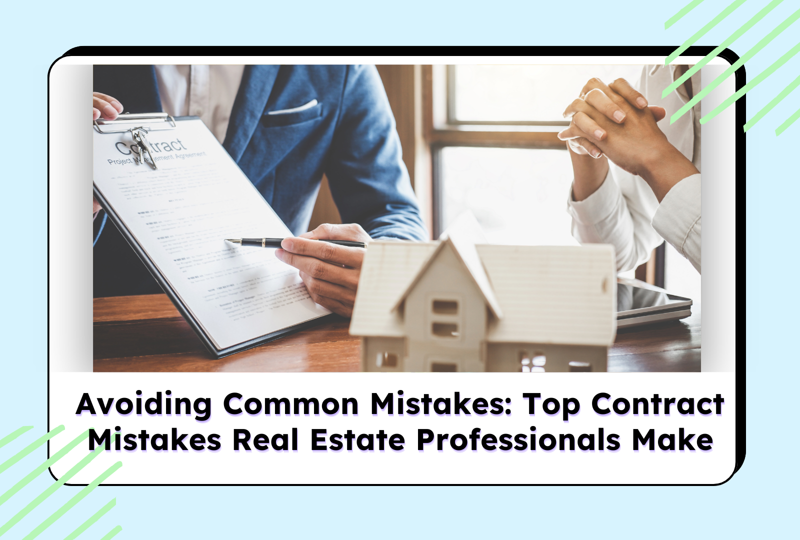 Image of real estate professionals reviewing a property agreement, discussing common contract mistakes to avoid
