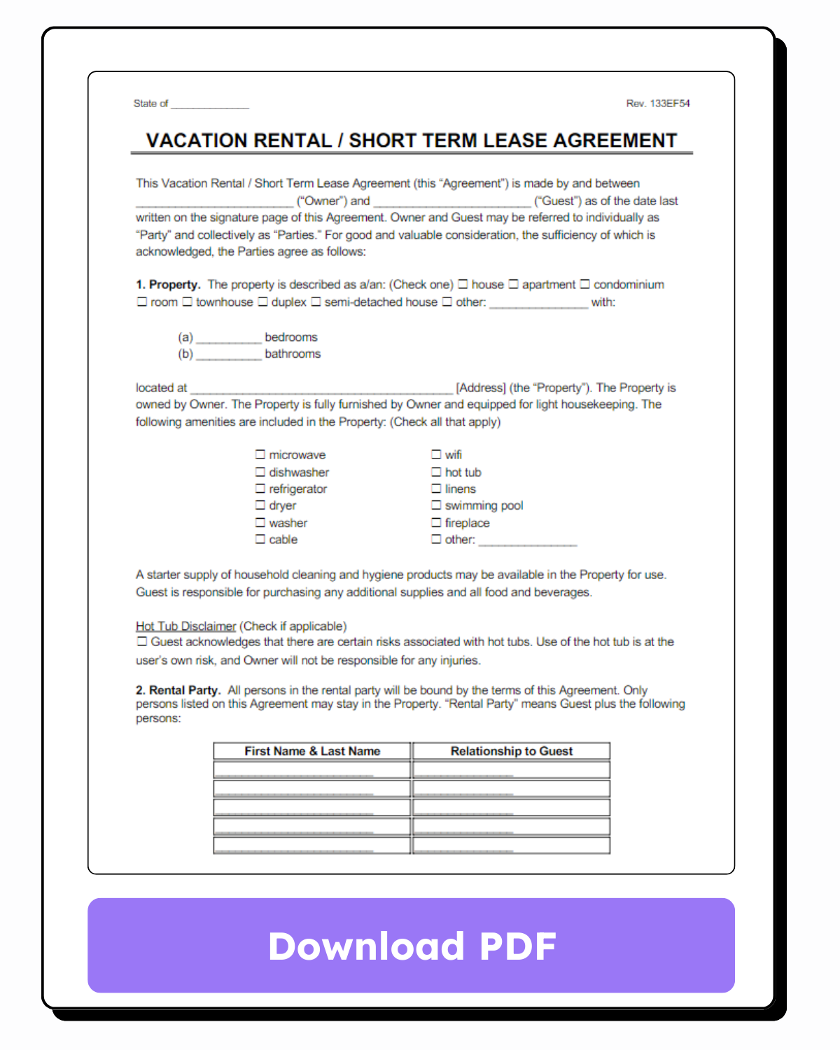 Download Free Short-Term Rental Agreement Template.