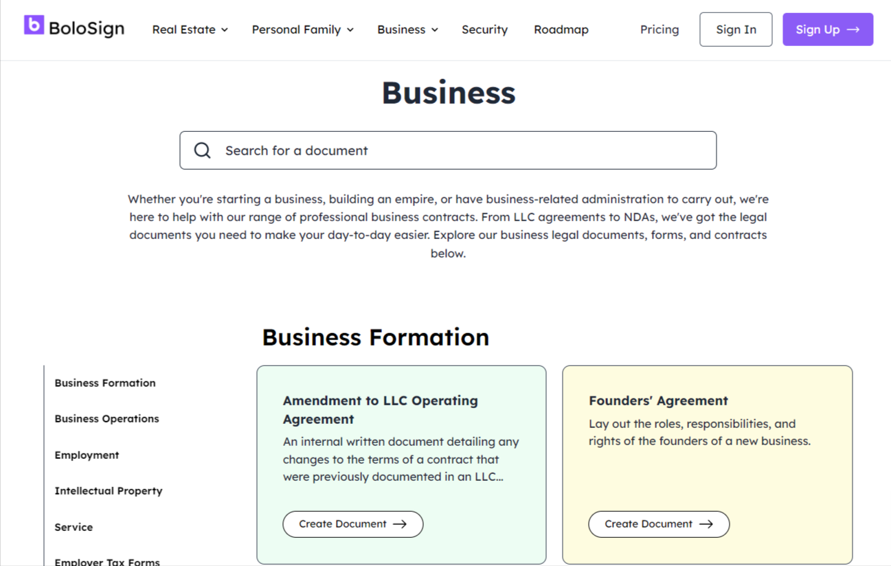 Business Prebuilt Templates to use in an organization for HR. Best eSignature platform - BOLOSIGN