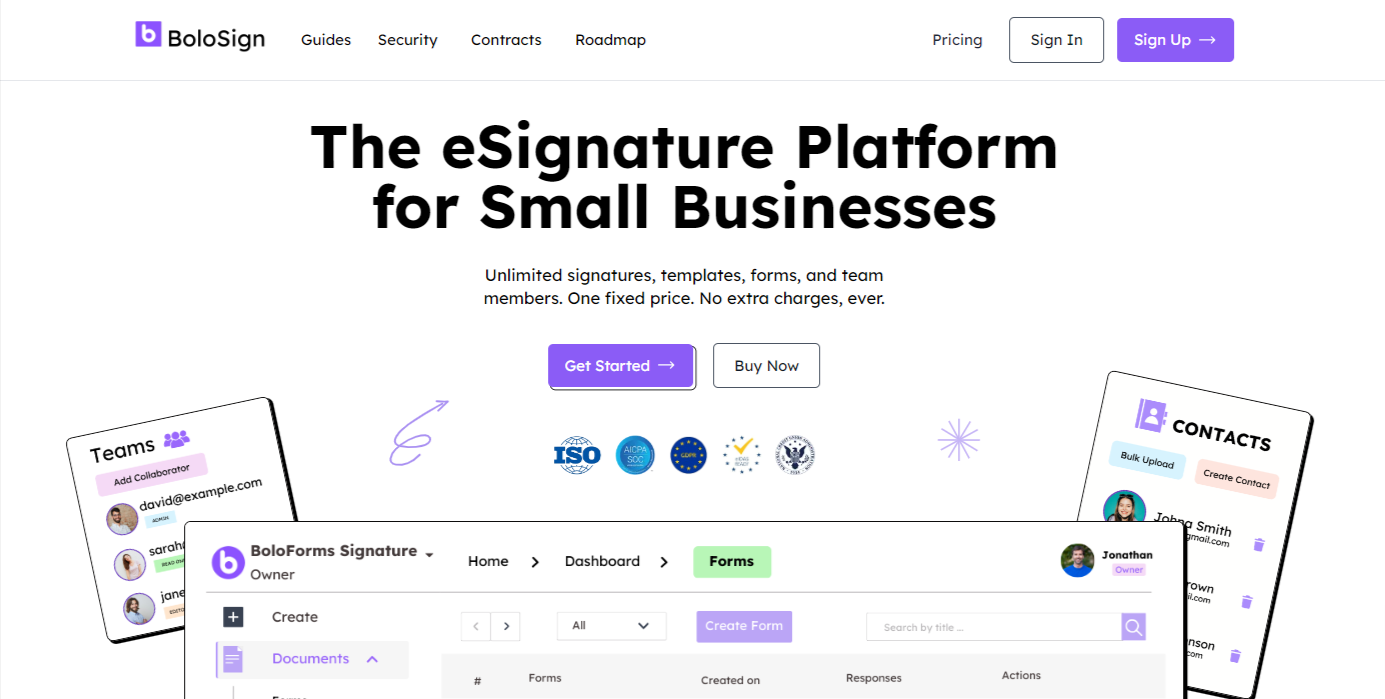 BoloSign best eSignature platform. Get all the Legal documents and use them as you like, download, modify and send for signing using BoloSign.