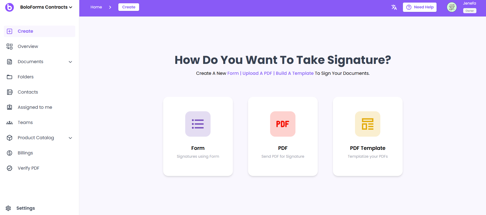 BoloSign's Dashboard