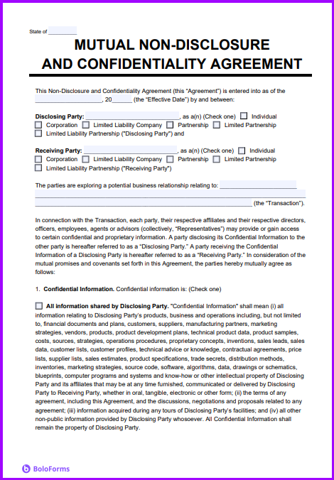 Sample NDA Template Available