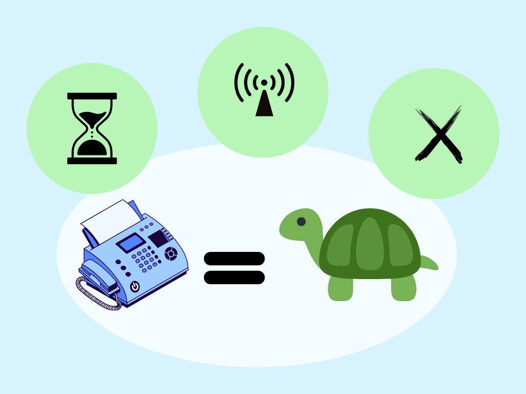 Infographics with a fax machine stating its as true as a trtoise