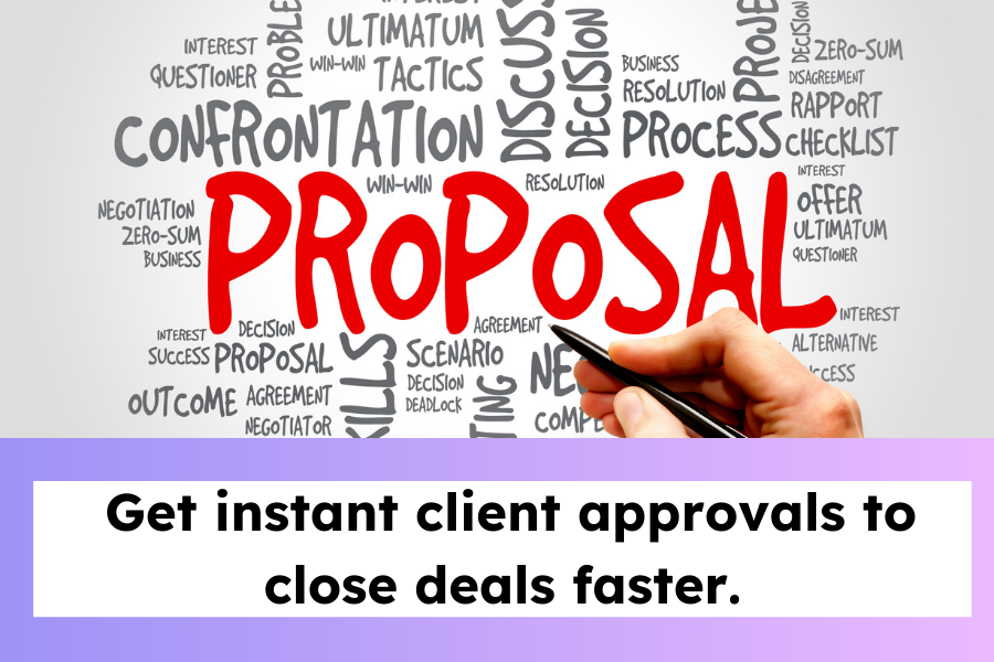 Proposal document with words related to business deals.