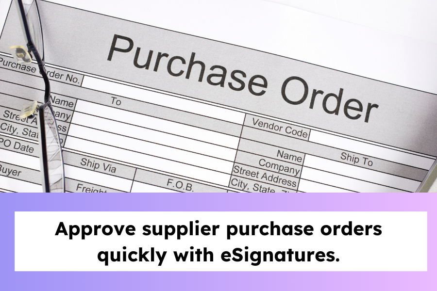 Purchase order document with vendor details.