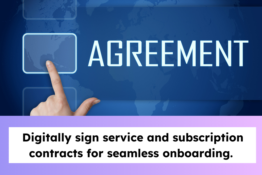 Agreement document with a digital selection interface.
