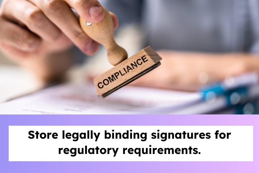 Compliance stamp on a legal document.