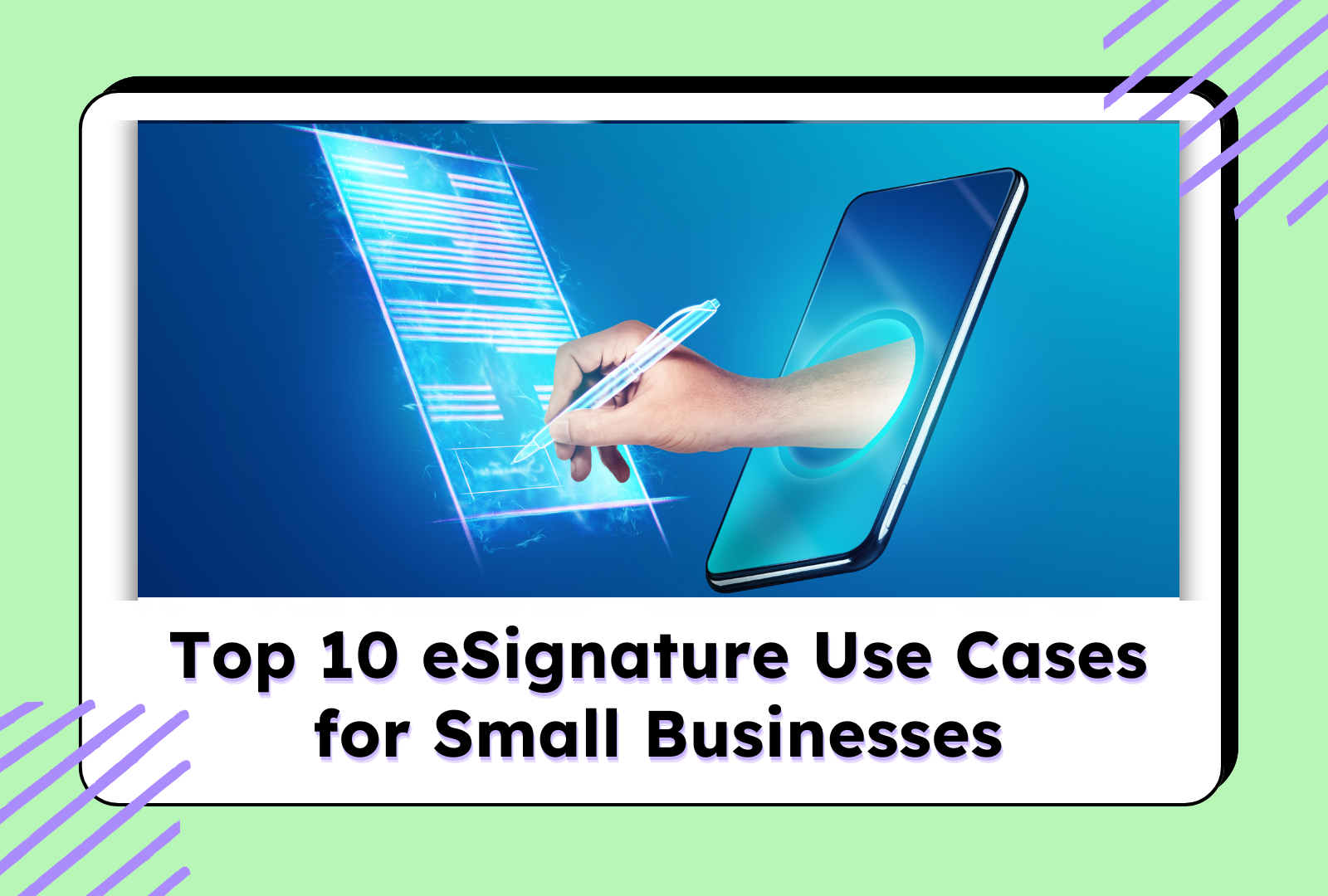Digital signing on a mobile device with a futuristic design.