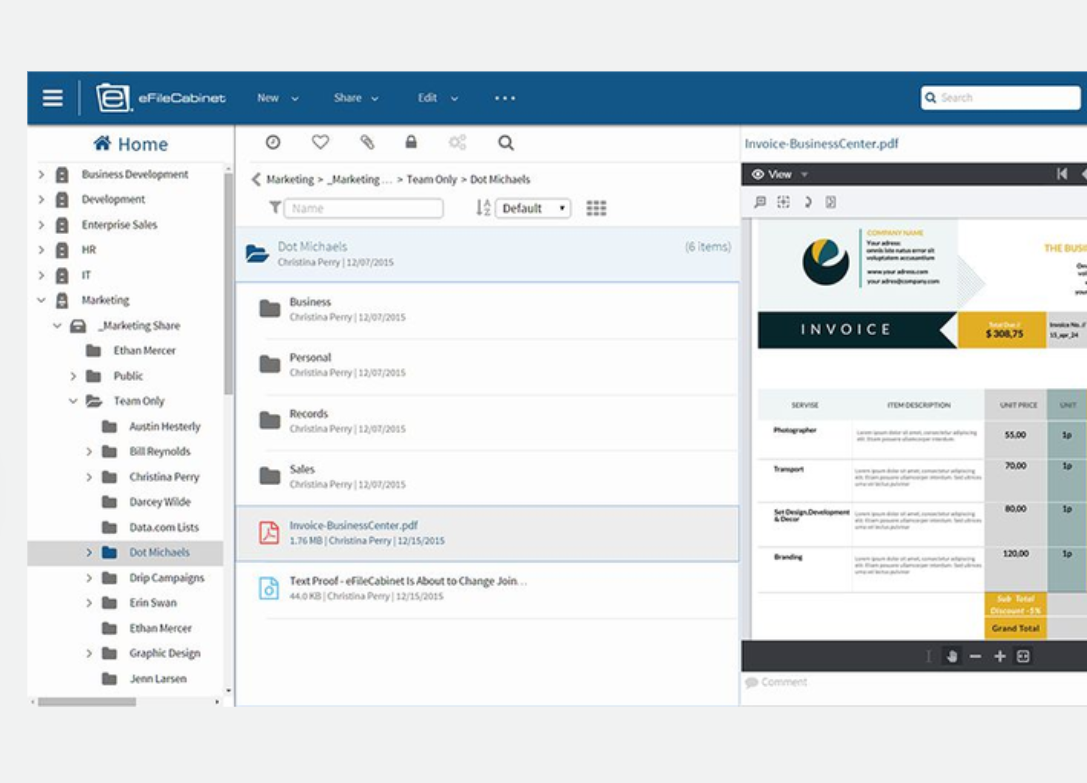 eFileCabinet Dashboard