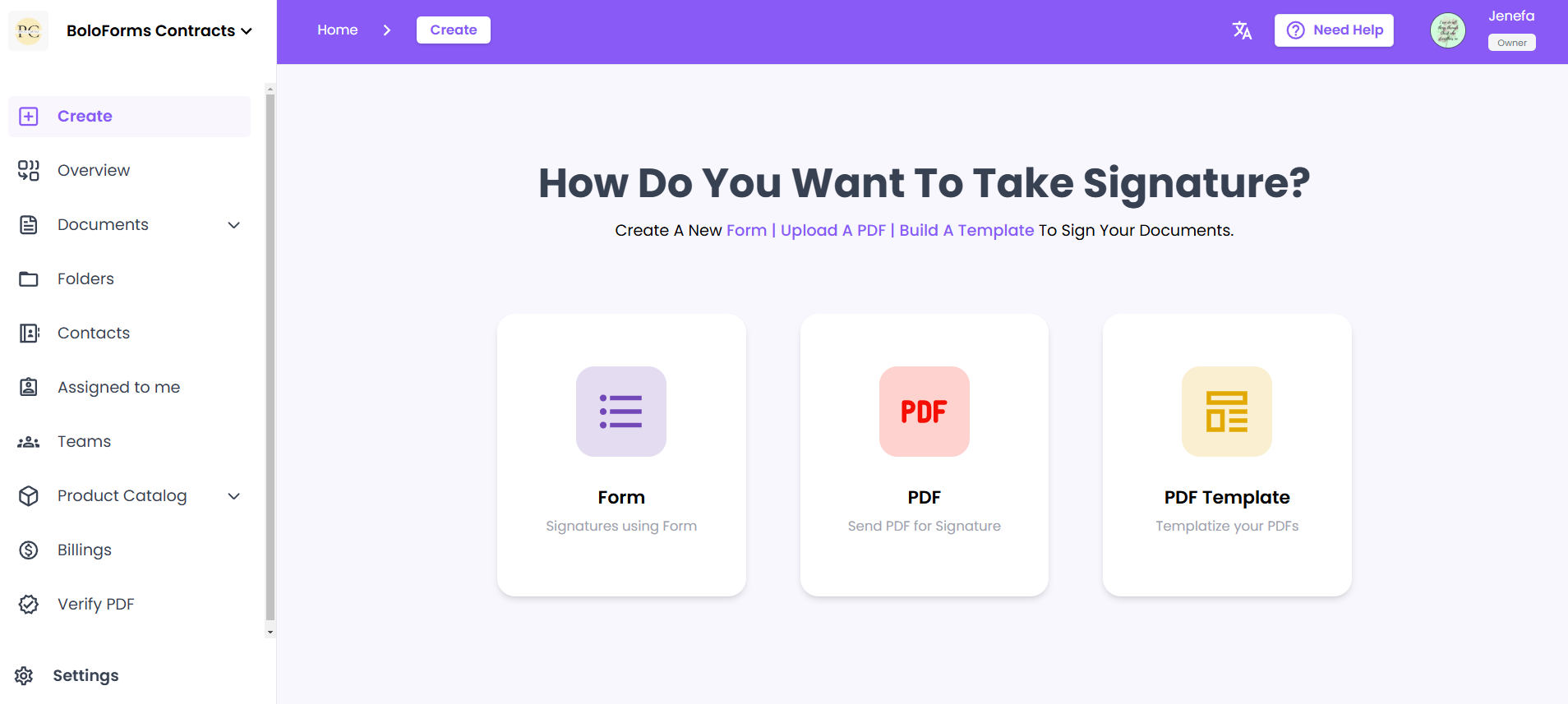 BoloSign's Dashboard