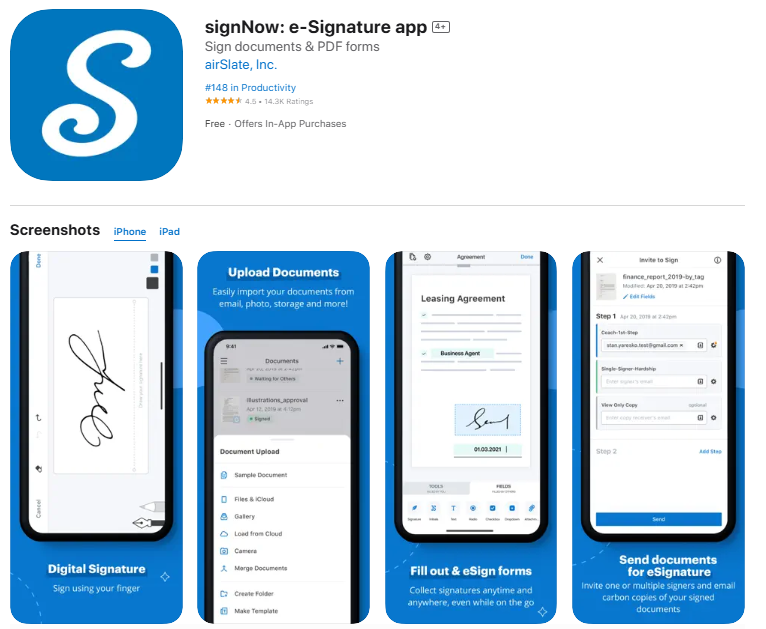 signNow eSignature app on the Apple App Store
